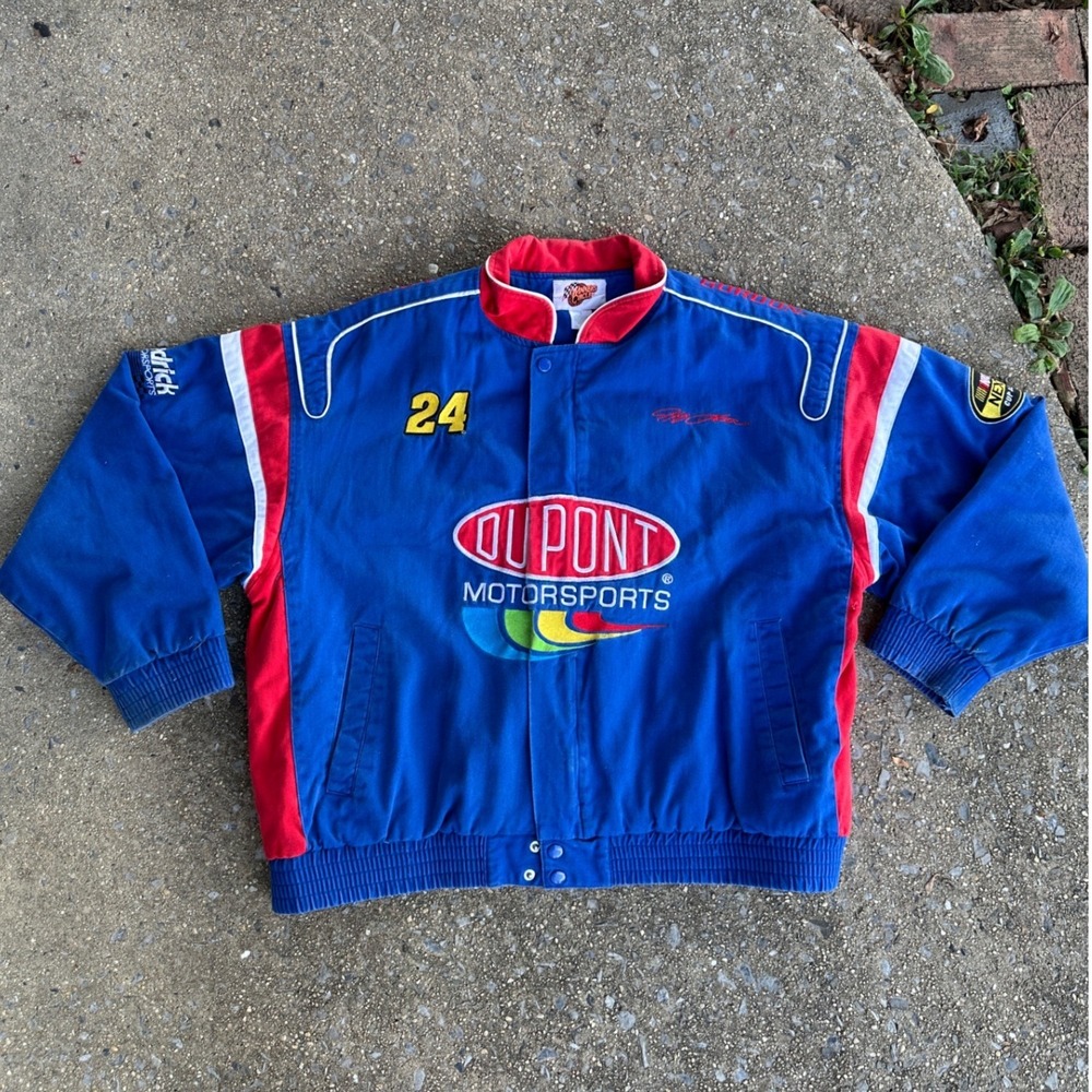 Winners Circle Jeff Gordon 24 DuPont Motorsports Racing Jacket Blue Red Mens L